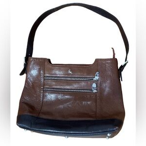 Ashwood Brown/Black Leather Shoulder Bag Adjustable Strap Vintage